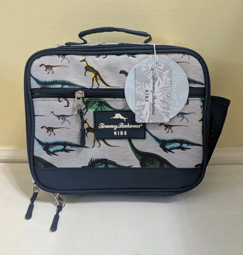NEW Tommy Bahama Kids Insulated School Lunch Tote Dinosaur Theme Zip